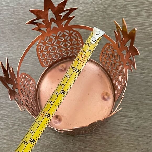 Rose Gold Pineapple Metal Cutout Candle Holder Sleeve - Picture 4 of 4